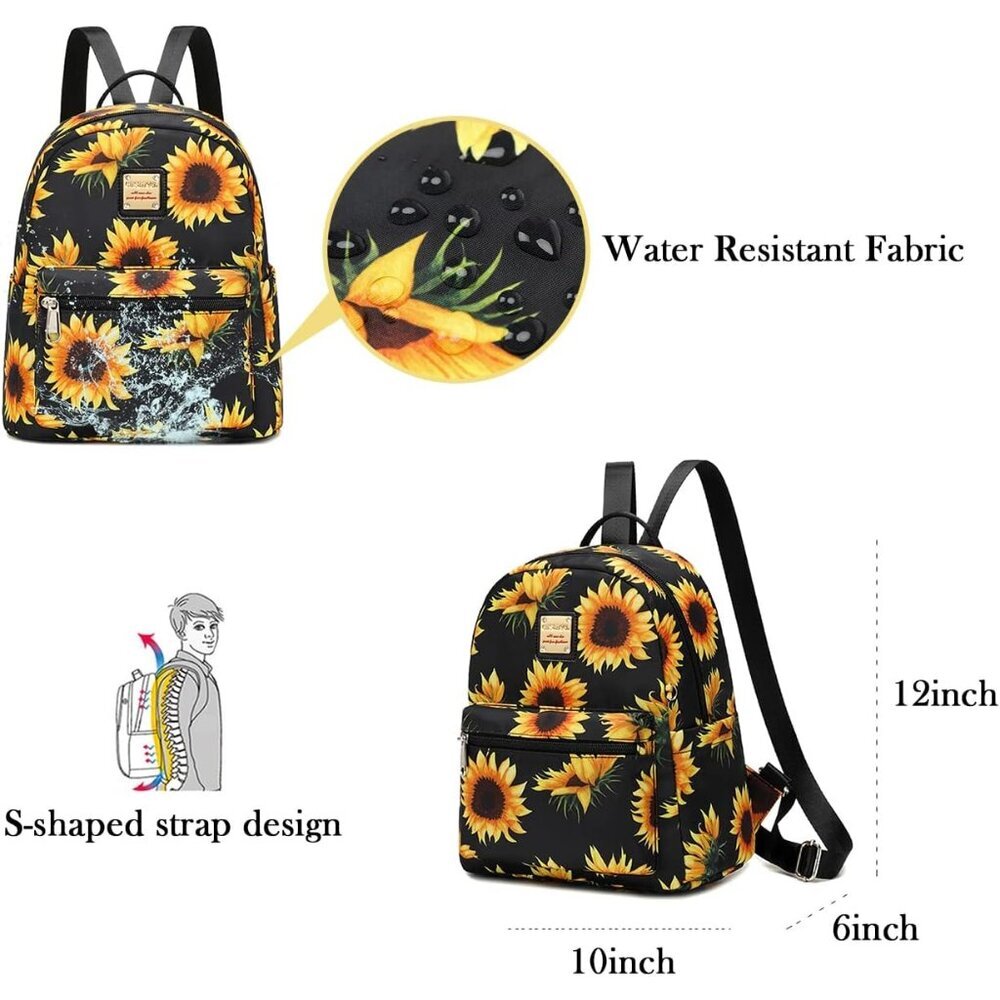 Elegant Sunflower Small Backpack Purse with Utility Pocket - Ideal for Gifting - Picture 3 of 9